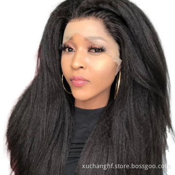 Wholesale Wigs Brazilian Human Hair Lace Front Kinky Straight Virgin Human Hair Wig Glueless Raw Light Yaki Human Lace Wigs